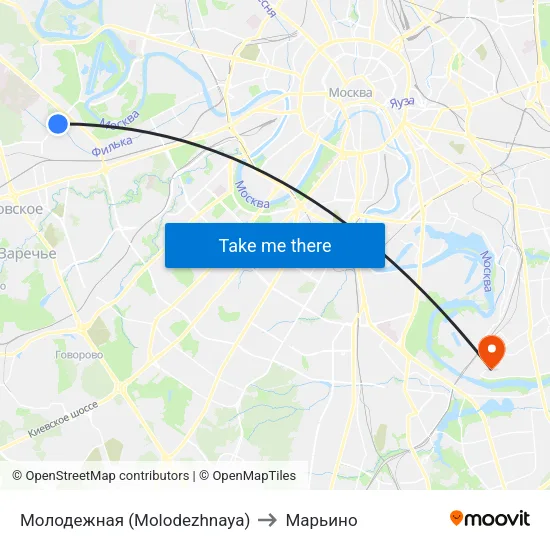Молодежная (Molodezhnaya) to Марьино map