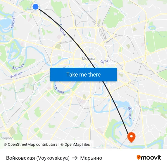 Войковская (Voykovskaya) to Марьино map