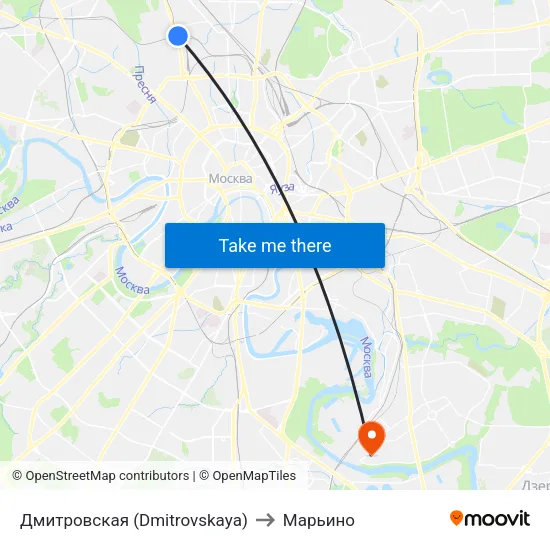 Дмитровская (Dmitrovskaya) to Марьино map
