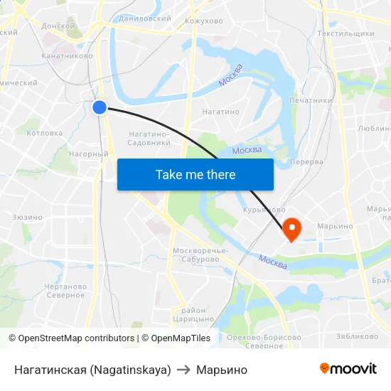 Нагатинская (Nagatinskaya) to Марьино map