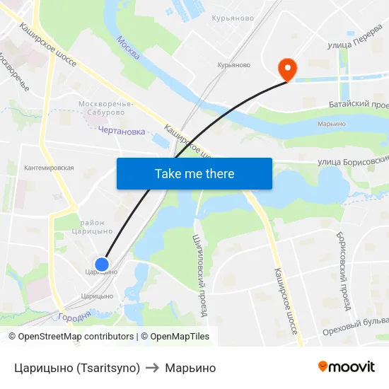 Царицыно (Tsaritsyno) to Марьино map