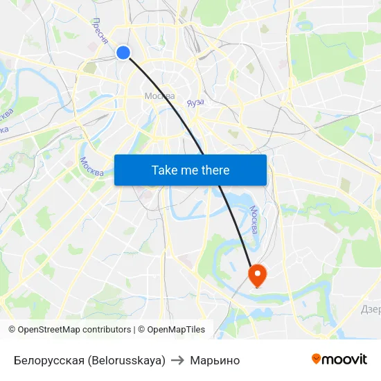 Белорусская (Belorusskaya) to Марьино map