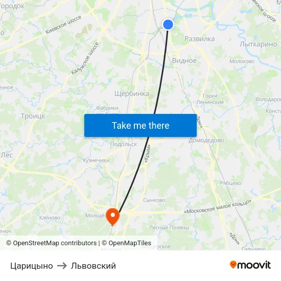 Царицыно to Львовский map