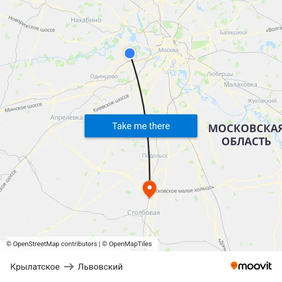 Крылатское to Львовский map