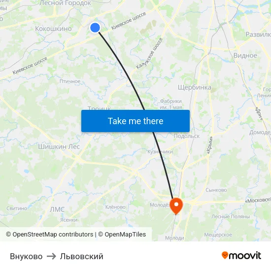 Внуково to Львовский map