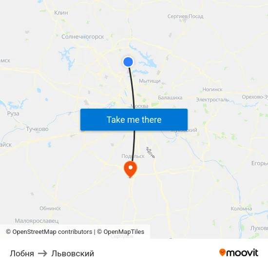 Лобня to Львовский map