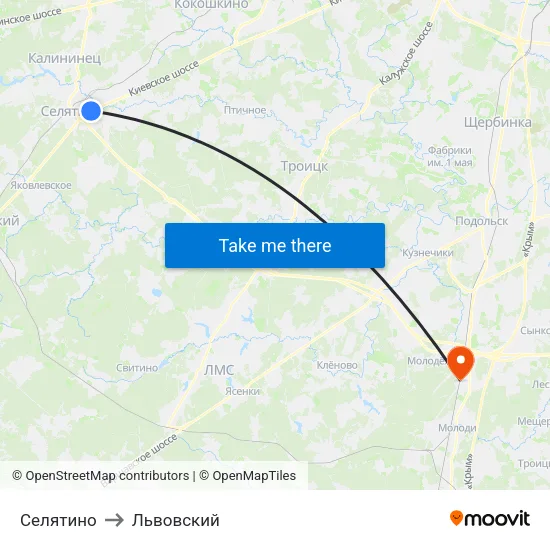 Селятино to Львовский map