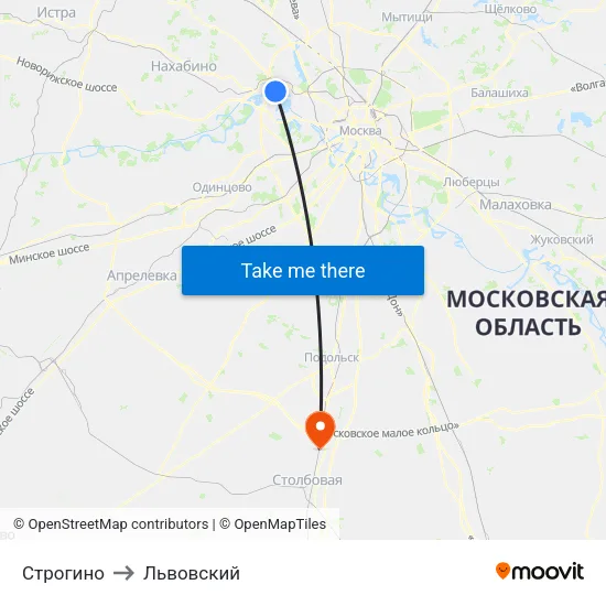 Строгино to Львовский map
