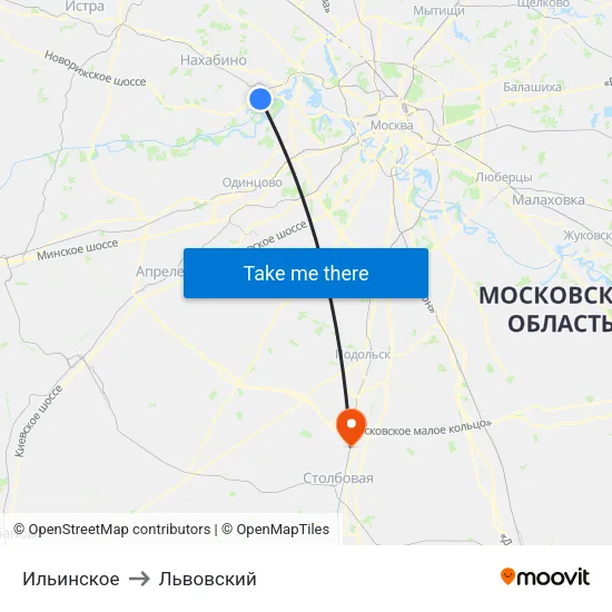 Ильинское to Львовский map