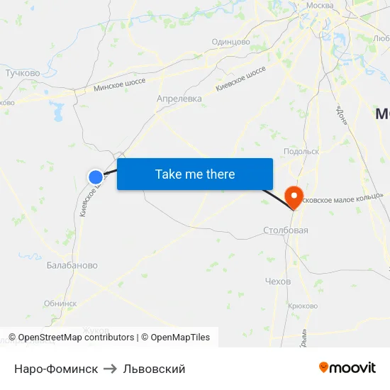 Наро-Фоминск to Львовский map