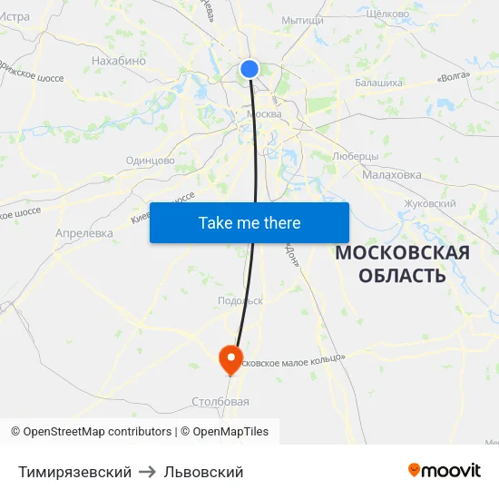 Тимирязевский to Львовский map