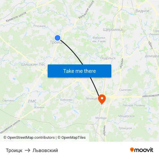 Троицк to Львовский map