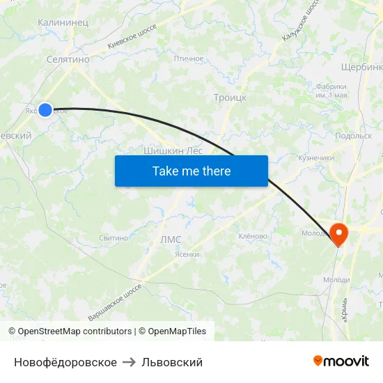 Новофёдоровское to Львовский map