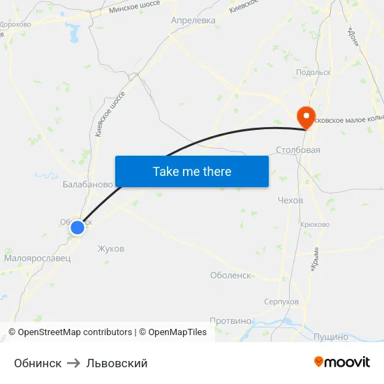 Обнинск to Львовский map