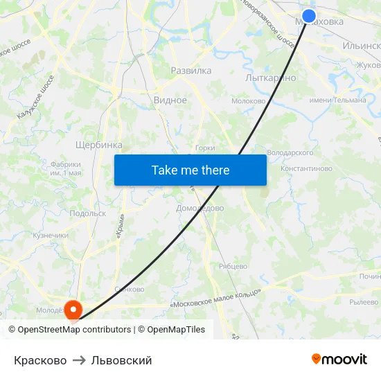Красково to Львовский map