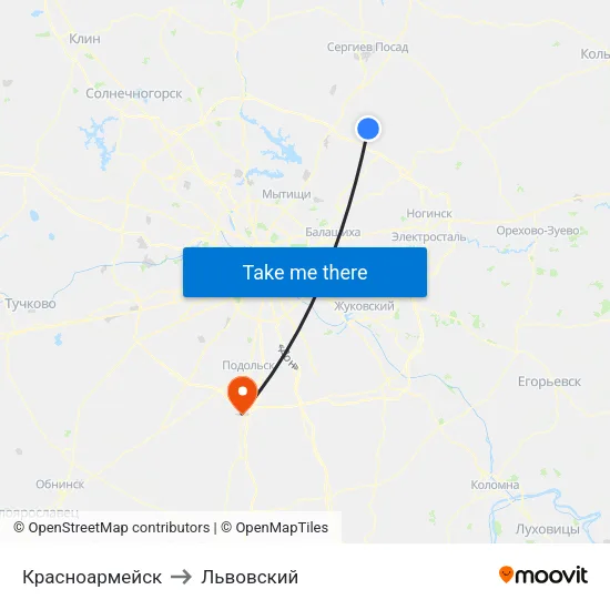 Красноармейск to Львовский map