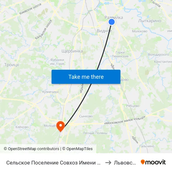 Сельское Поселение Совхоз Имени Ленина to Львовский map