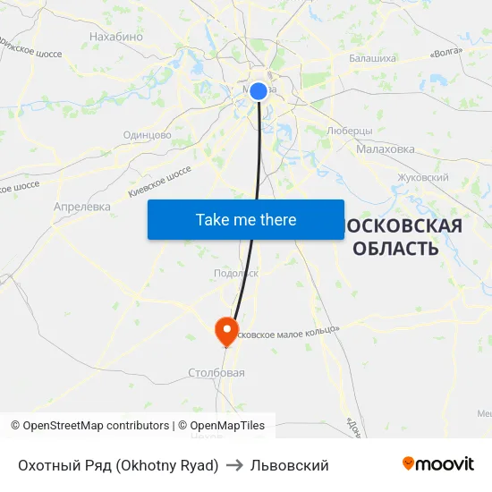 Охотный Ряд (Okhotny Ryad) to Львовский map