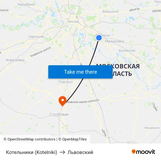 Котельники (Kotelniki) to Львовский map