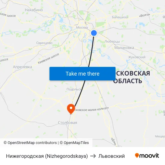 Нижегородская (Nizhegorodskaya) to Львовский map