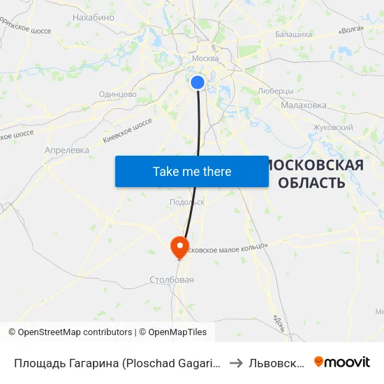 Площадь Гагарина (Ploschad Gagarina) to Львовский map