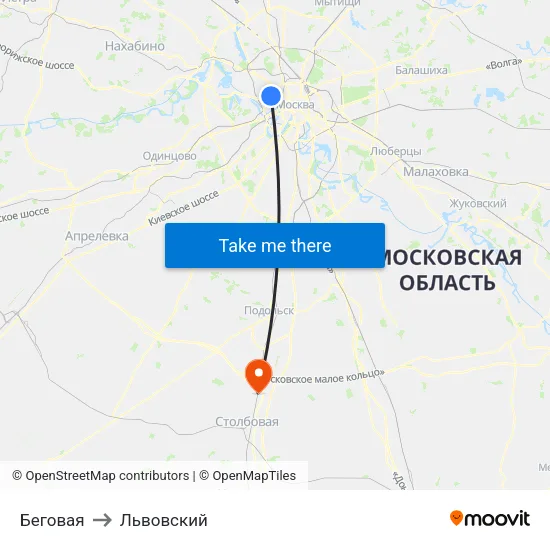 Беговая to Львовский map