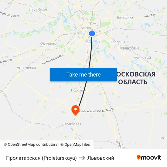 Пролетарская (Proletarskaya) to Львовский map