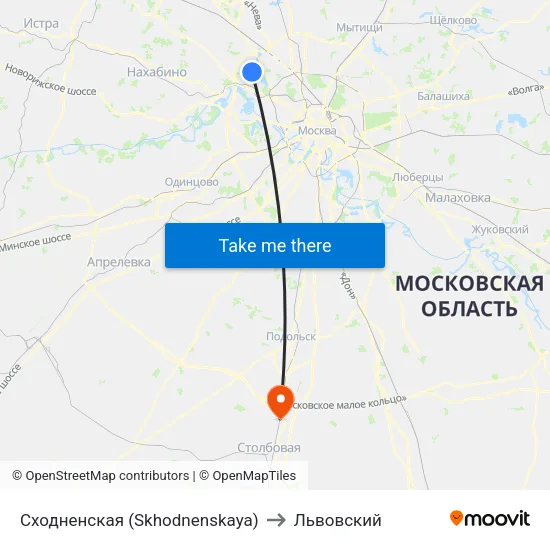 Сходненская (Skhodnenskaya) to Львовский map