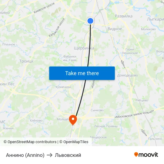 Аннино (Annino) to Львовский map