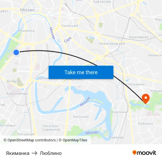 Якиманка to Люблино map