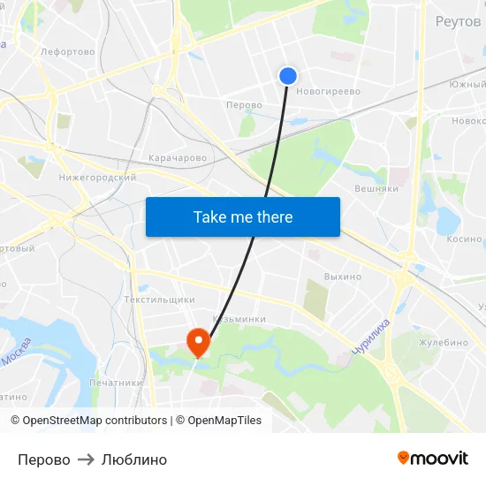 Перово to Люблино map