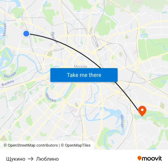 Щукино to Люблино map