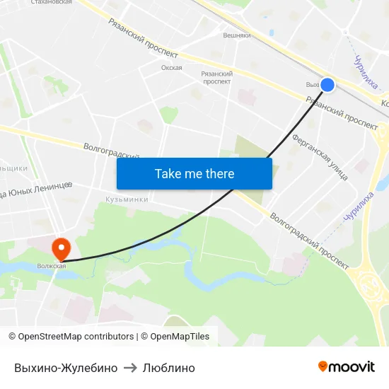 Выхино-Жулебино to Люблино map