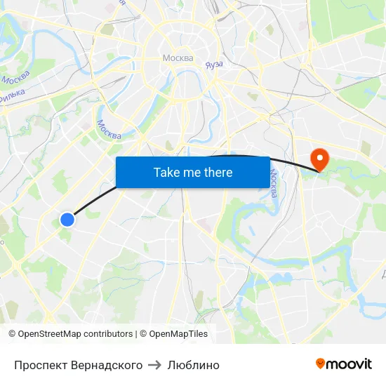 Проспект Вернадского to Люблино map