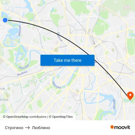 Строгино to Люблино map