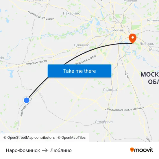 Наро-Фоминск to Люблино map