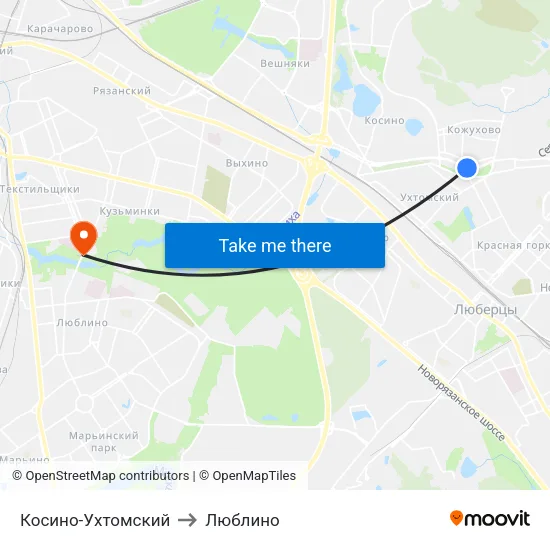 Косино-Ухтомский to Люблино map