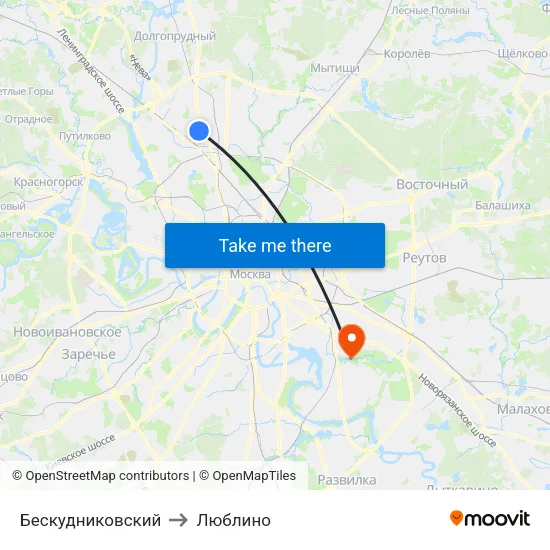 Бескудниковский to Люблино map