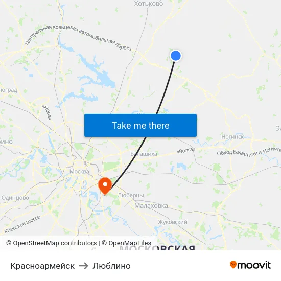 Красноармейск to Люблино map