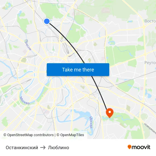 Останкинский to Люблино map