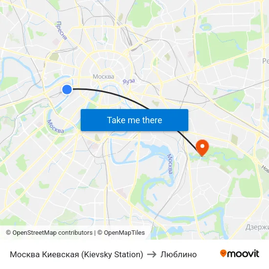 Москва Киевская (Kievsky Station) to Люблино map
