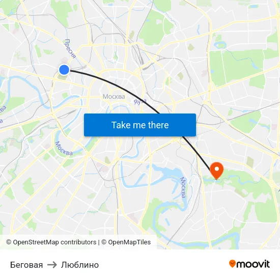 Беговая to Люблино map