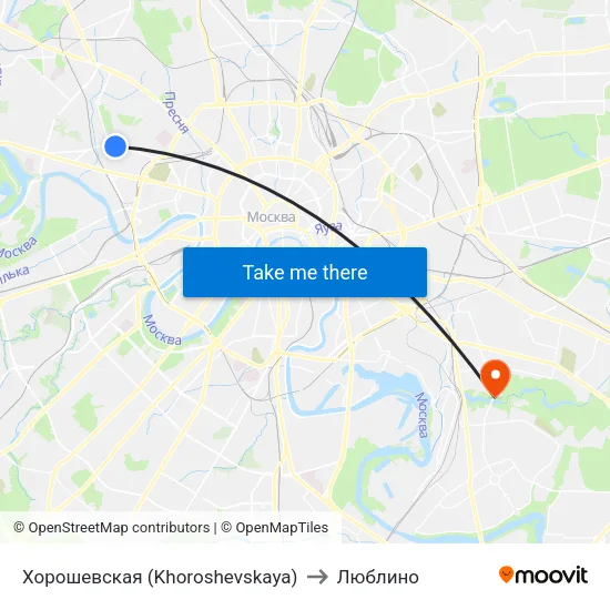 Хорошевская (Khoroshevskaya) to Люблино map
