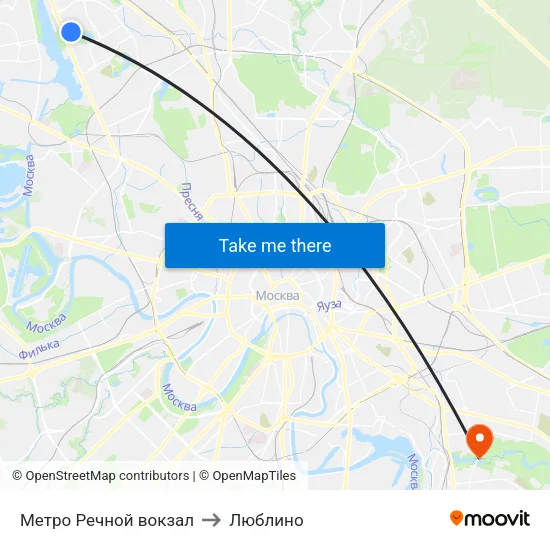 Метро Речной вокзал to Люблино map