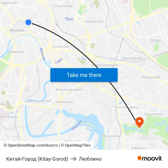 Китай-Город (Kitay-Gorod) to Люблино map