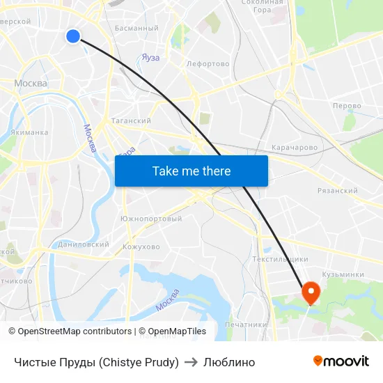 Чистые Пруды (Chistye Prudy) to Люблино map