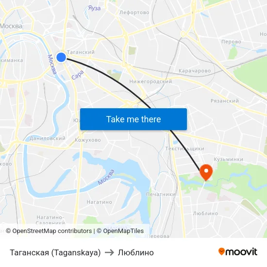 Таганская (Taganskaya) to Люблино map