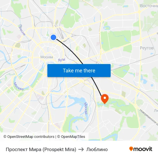Проспект Мира (Prospekt Mira) to Люблино map