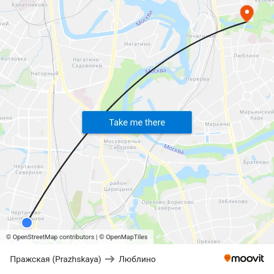 Пражская (Prazhskaya) to Люблино map