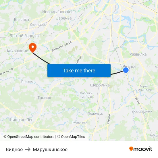 Видное to Марушкинское map
